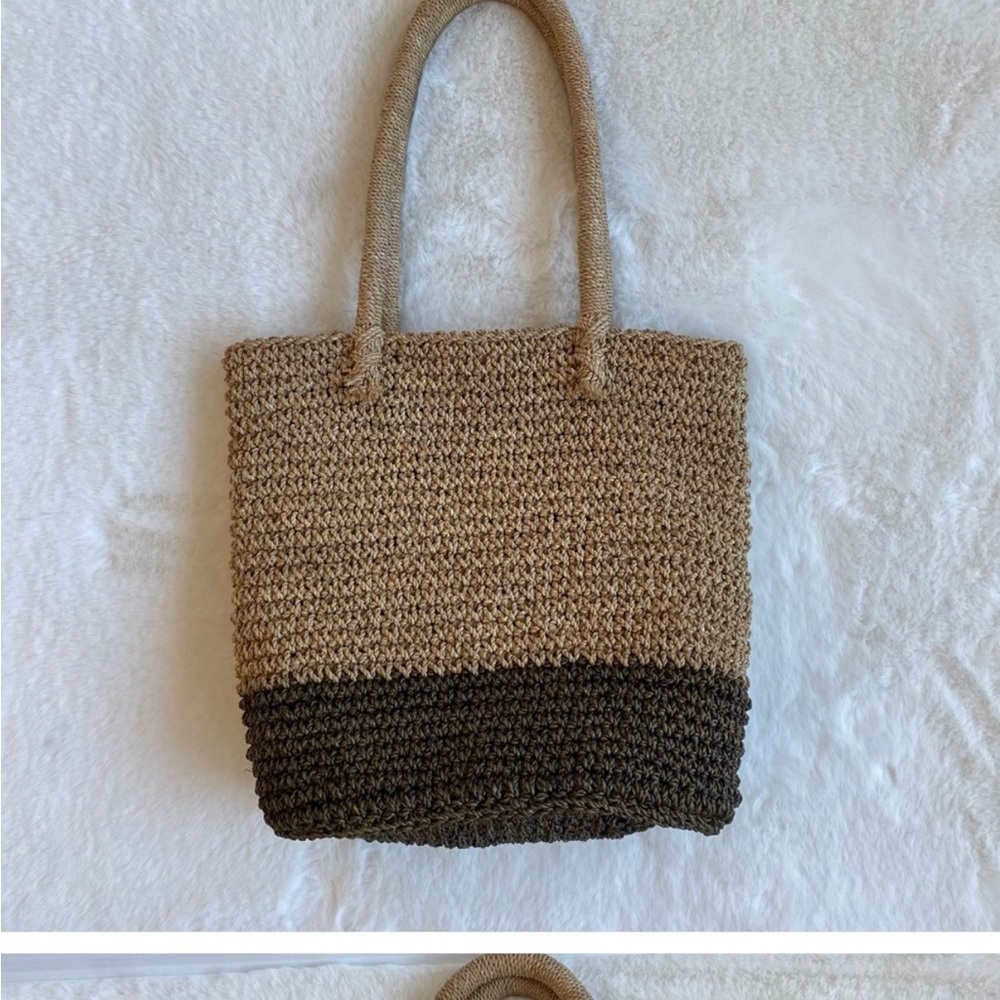 J. Crew Two-Tone Straw Woven Small Tote Bag